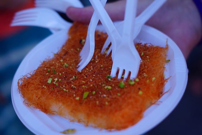 Knaffe is a cheese pastry soaked in syrup as a favourite dessert snack in Israel 