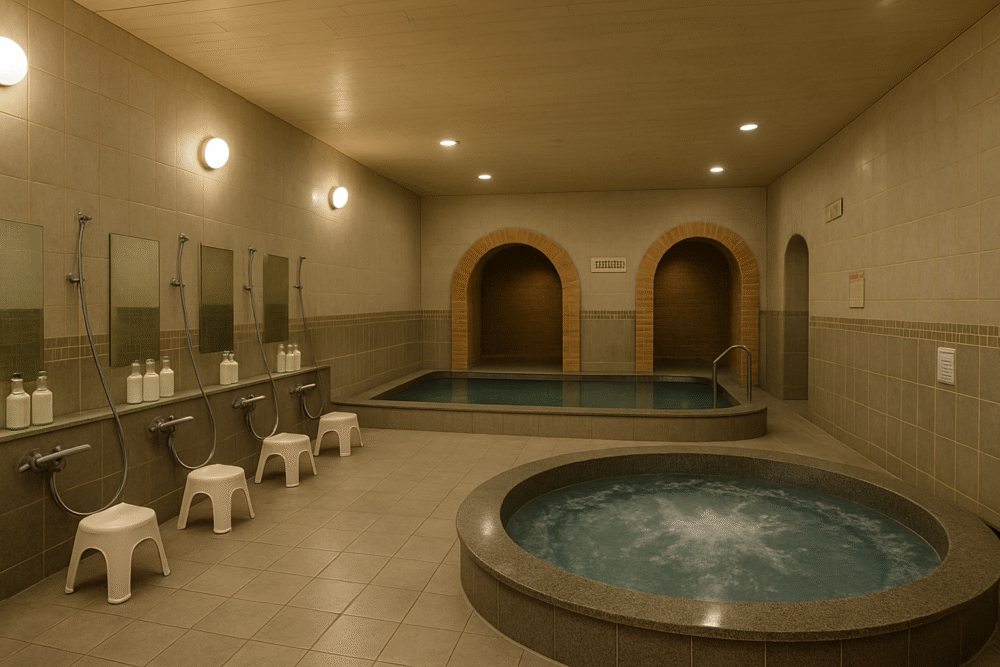 Korean sauna typical bathing area Korean sauna typical bathing area
