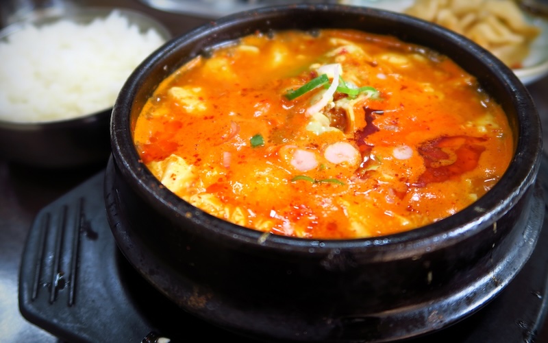 Korean spicy stew at Korean sauna in Seoul, Korea Korean spicy stew at Korean sauna in Seoul, Korea