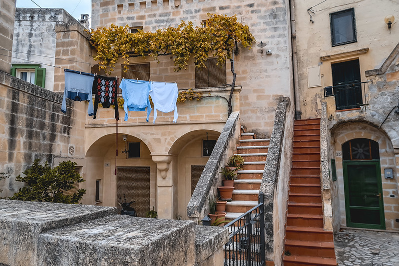 Laundry hanging in Matera just wandering around noticing local homes in Italy Laundry hanging in Matera just wandering around noticing local homes in Italy