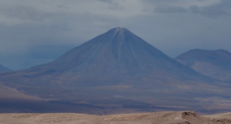 Panoramic view of Licancabur Volcano rising above the Atacama Desert near the Valley of the Moon in Chile Panoramic view of Licancabur Volcano rising above the Atacama Desert near the Valley of the Moon in Chile