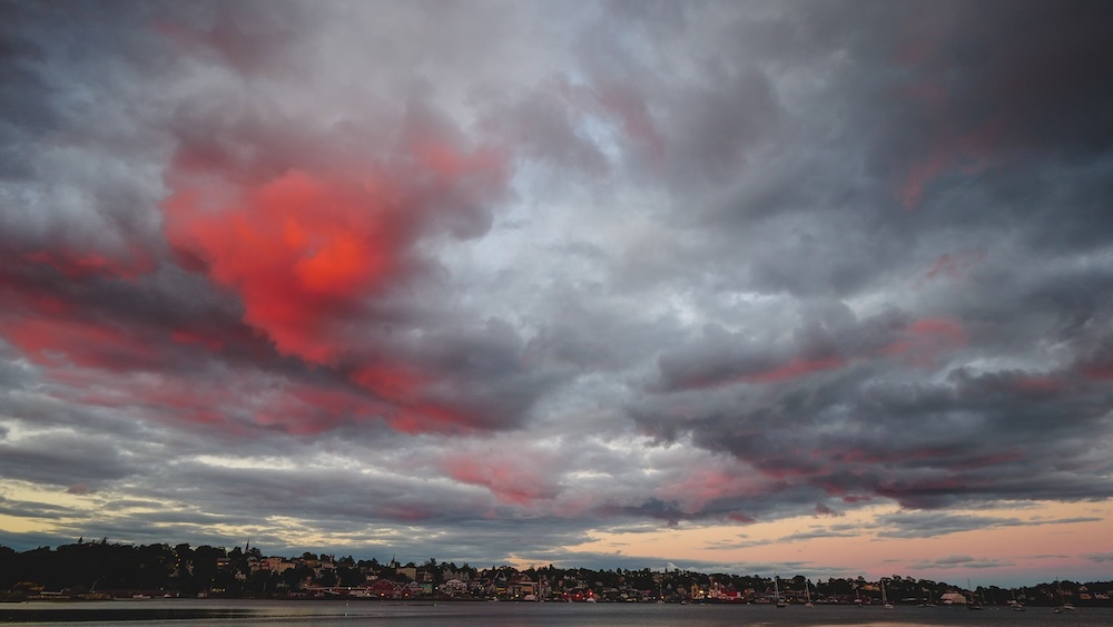 Lunenburg sky on fire sunset views in Nova Scotia, Canada 
