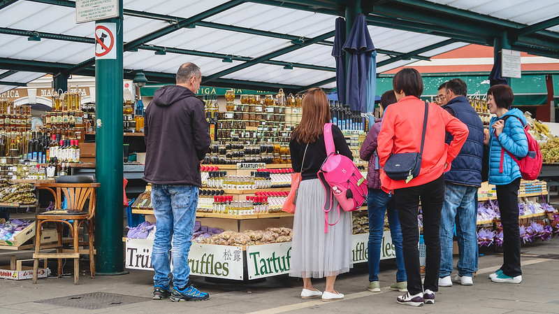 Market in Rovinj where you can buy truffles and other unique trinkets for sale in Croatia that make for great souvenirs back home