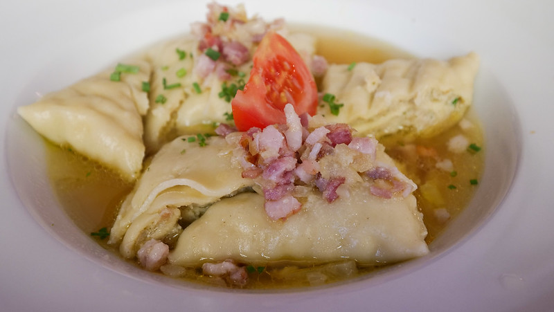 Maultaschen which is a Swabian dish consisting of sheets of dough filled with minced meat is a must try Black Forest road trip dish