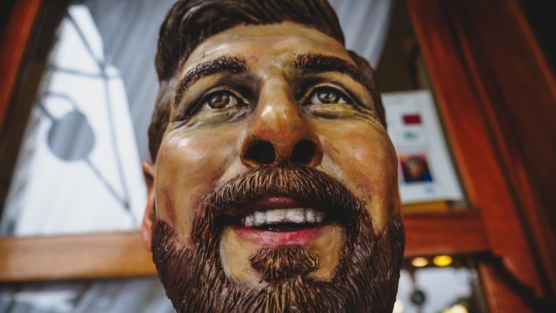 Messi statue macro details in Buenos Aires, Argentina where football is life 