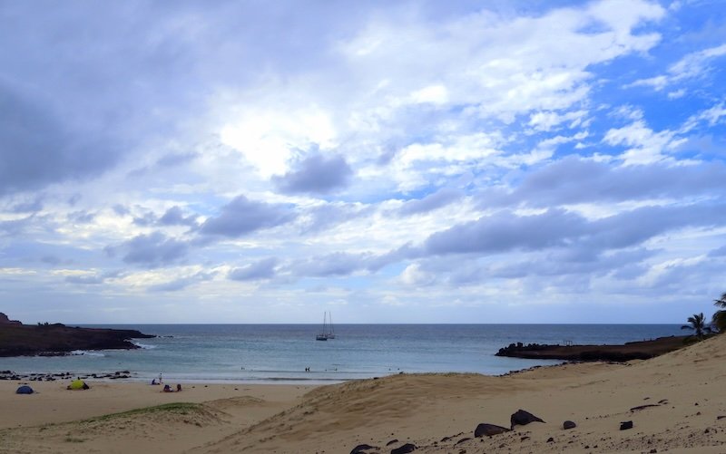 Moody beach views on Easter Island Rapa Nui, Chile 