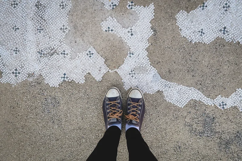 Mosaic floors at the ruins of Herculaneum with That Backpacker Audrey Bergner modelling her feet Mosaic floors at the ruins of Herculaneum with That Backpacker Audrey Bergner modelling her feet