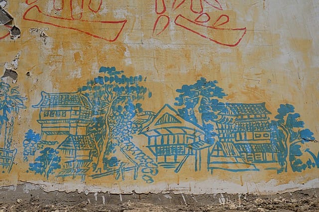 Mural painting with distinct details of Ping'An, China