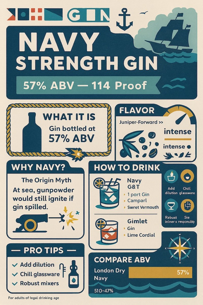 Navy strength gin infographic image in Edinburgh, Scotland 