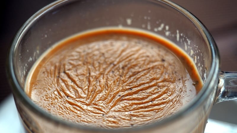 Nepali chai macro details of glass in Pokhara, Nepal 