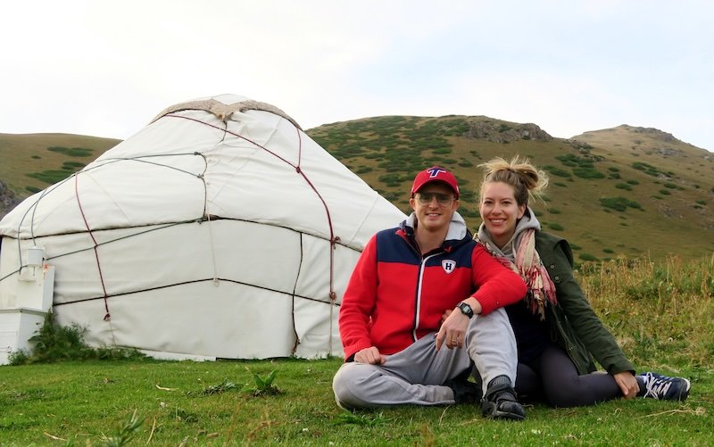 Nomadic Samuel and Audrey Bergner That Backpacker enjoying yurt life in Kyrgyzstan 