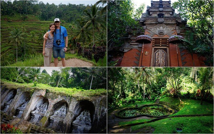 Nomadic Samuel and Audrey Bergner That Backpacker visiting temples and rice terraces in Bali, Indonesia on a SE Asia trip