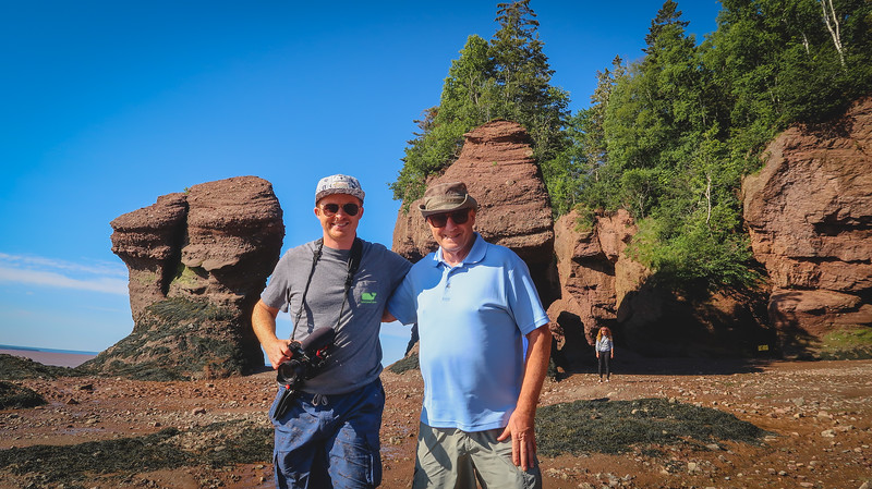 Nomadic Samuel and his dad George at the Hopewell Rocks - the last stop of our New Brunswick road trip.