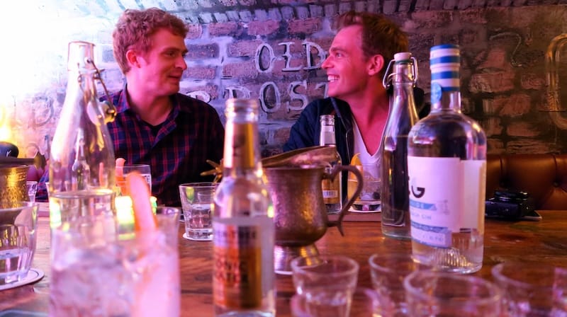 Nomadic Samuel and Stop Having A Boring Life Rob enjoying a gin tasting in Edinburgh, Scotland 