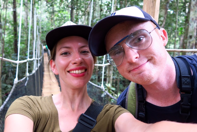 Nomadic Samuel and That Backpacker Audrey Bergner enjoying adventure travel in the Peruvian Amazon 