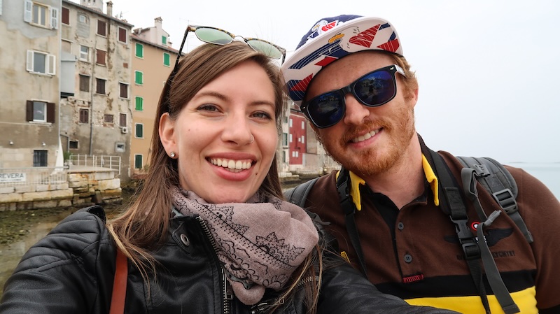 Nomadic Samuel and That Backpacker Audrey Bergner excited to be visiting Rovinj, Croatia on a day trip from Pula 