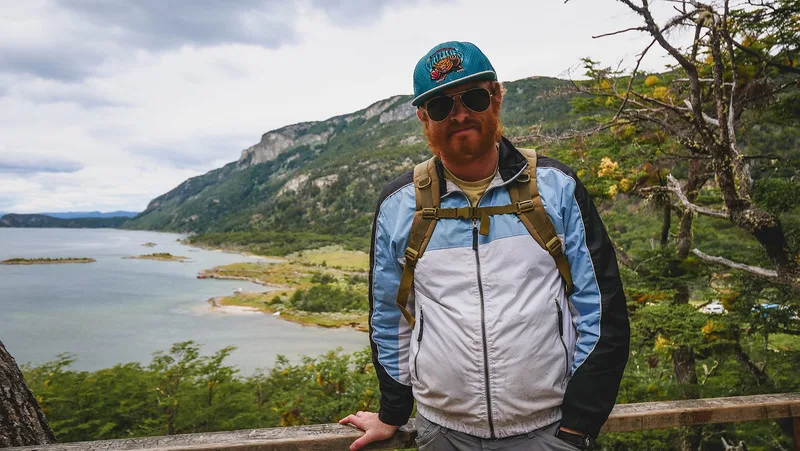 Nomadic Samuel at Mirador Lapataia enjoying the scenic views Nomadic Samuel at Mirador Lapataia enjoying the scenic views