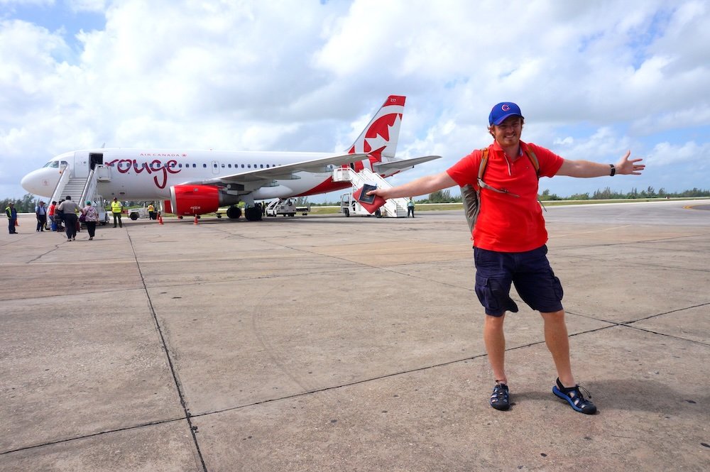 Nomadic Samuel excited to be arriving to Cuba on holiday honeymoon with Air Canada Rouge flight 