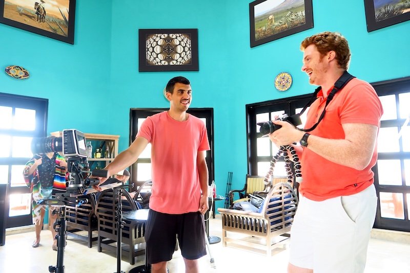Nomadic Samuel filming with a professional crew in Mexico 