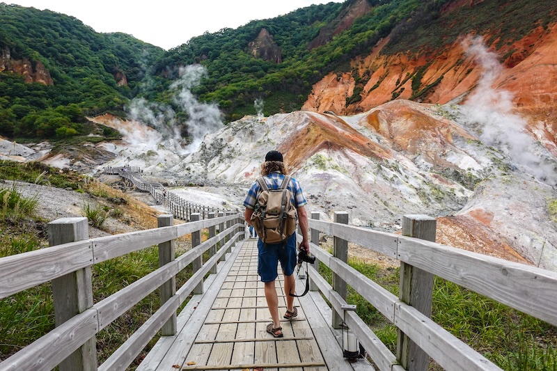 Nomadic Samuel hiking and walking in Noboribetsu Onsen in Hokkaido, Japan 