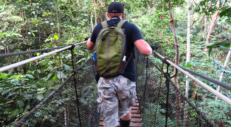 Nomadic Samuel in action enjoying the Peruvian Amazon jungle experience to the max 