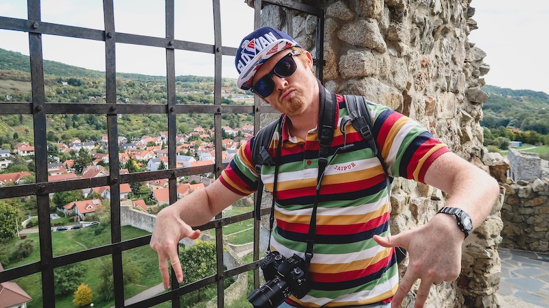 Nomadic Samuel looking ridiculous and gangster just outside of Devin Castle wearing Slovan hockey hat Nomadic Samuel looking ridiculous and gangster just outside of Devin Castle wearing Slovan hockey hat