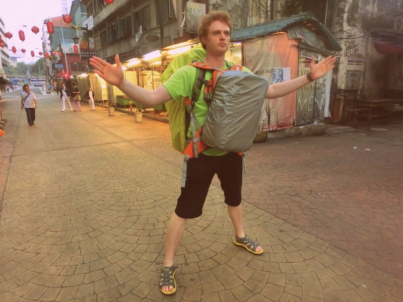 Nomadic Samuel with a backpack and a daypack traveling in SE Asia all over Malaysia 