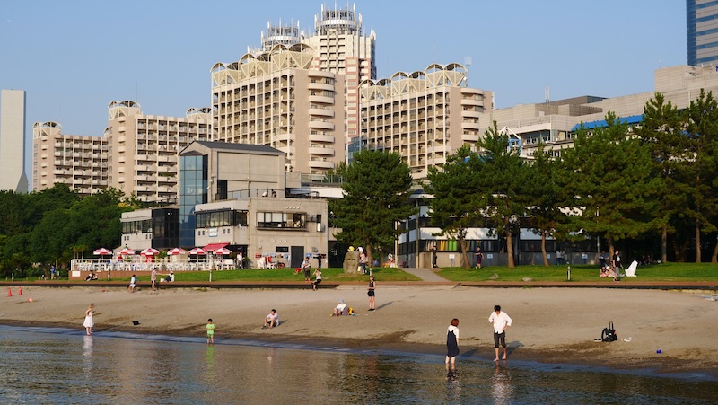 Odaiba beach urban scene in Japan Odaiba beach urban scene in Japan