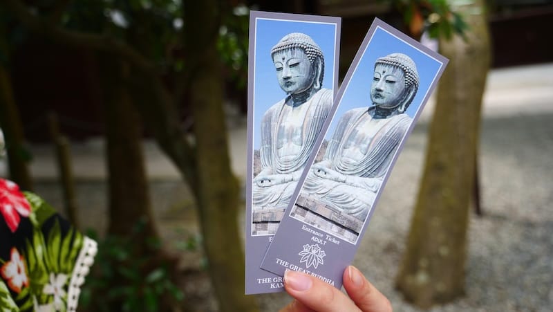 Our tickets to visit the Great Buddha in Kamakura on a day trip from Tokyo, Japan Our tickets to visit the Great Buddha in Kamakura on a day trip from Tokyo, Japan