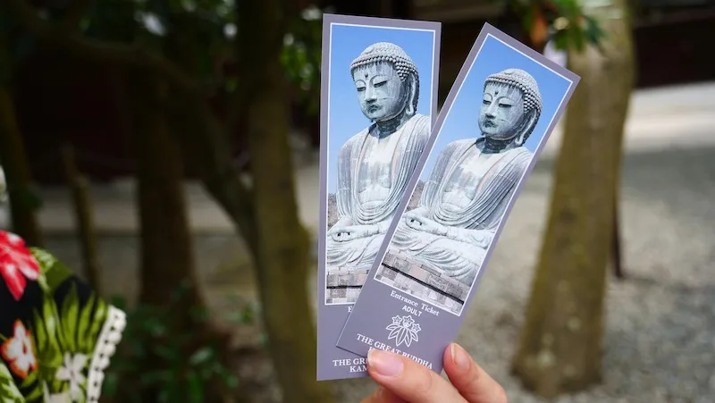 Our tickets to visit the Great Buddha in Kamakura on a day trip from Tokyo, Japan Our tickets to visit the Great Buddha in Kamakura on a day trip from Tokyo, Japan