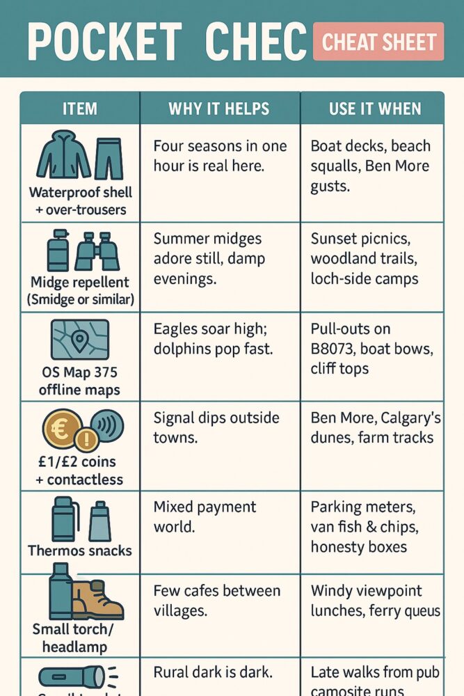 Packing checklist for the isle of Mull 