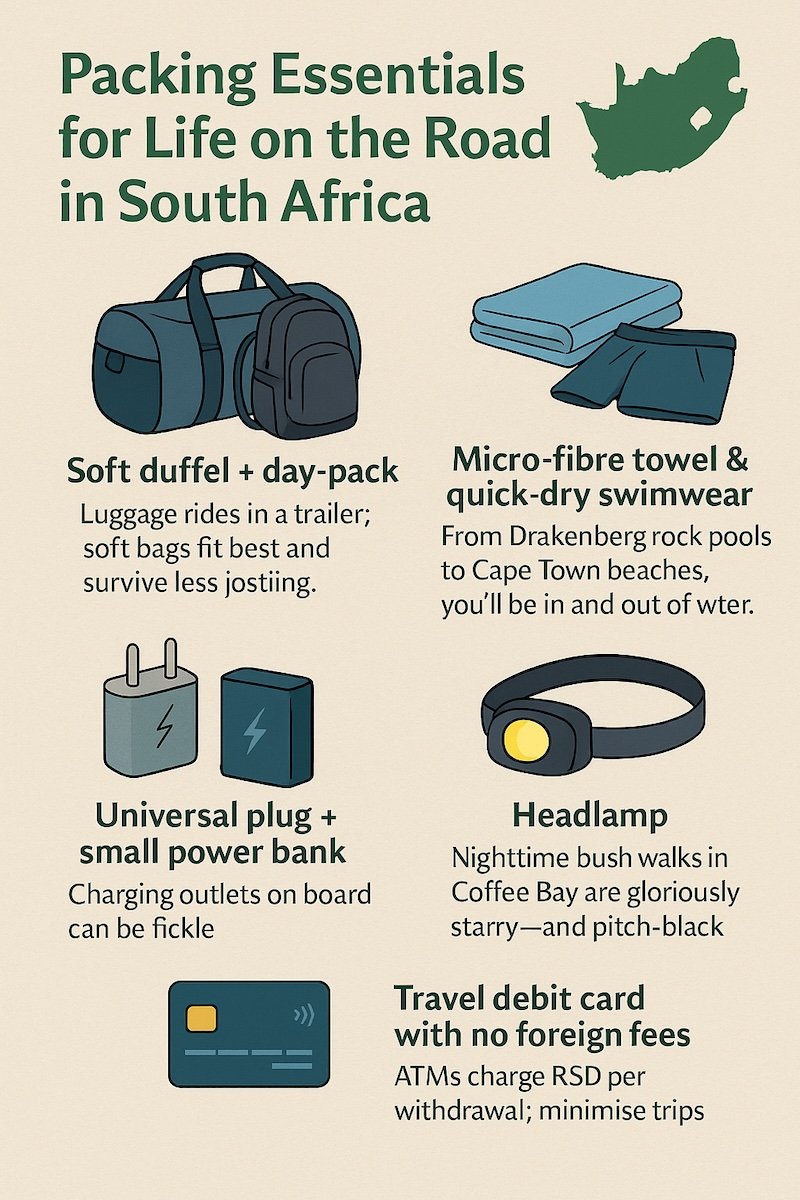 Packing essentials for life on the road in South Africa complete infographic 