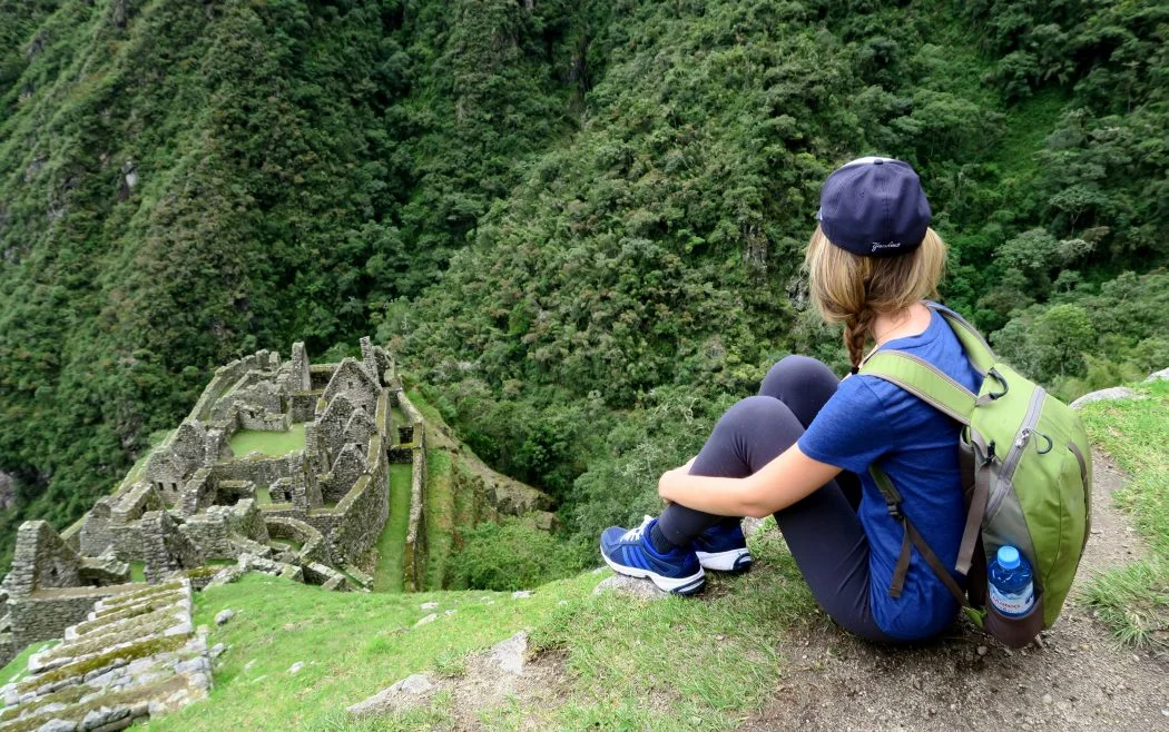 Packing List for South America - What to wear on your backpacking trip. That Backpacker Audrey Bergner hiking the Inca Trail admiring the views 