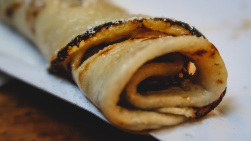 Pancake rolls as a delicious snack in Hungary 