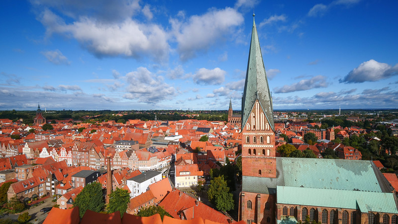 Panoramic views of Lüneburg's old town as seen from the water tower highlighting the charm of this underrated destination in Germany 