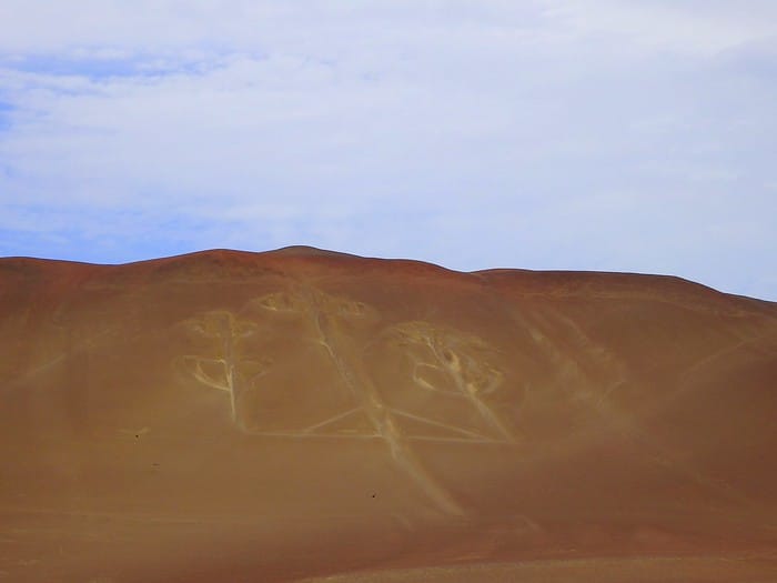 Paracas Candelabra a geoglyph that sits on a hill overlooking the water the mysterious symbol is shielded from most of the wind in Peru