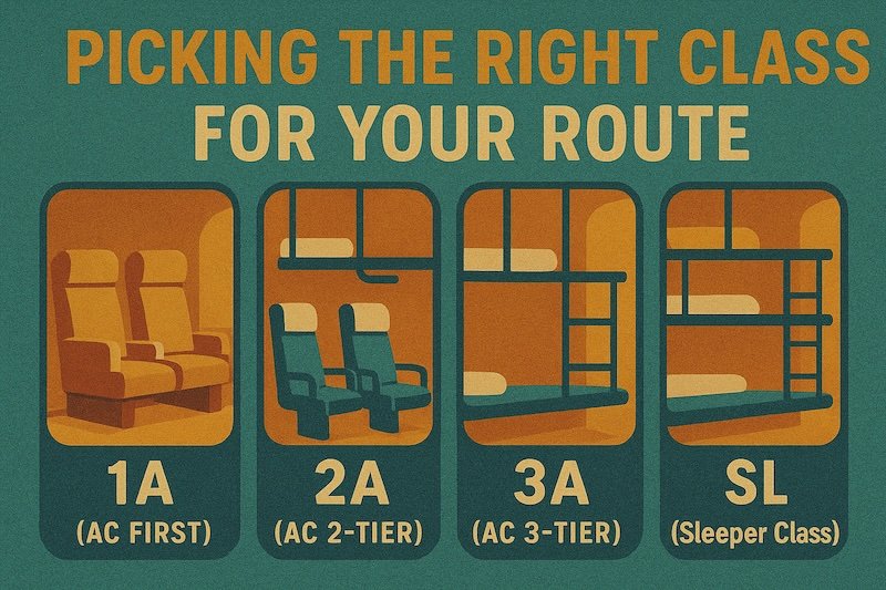 Picking the right class for your train route in India 1ac, 2ac, 3ac or sleeper class options based on price vs comfort Picking the right class for your train route in India 1ac, 2ac, 3ac or sleeper class options based on price vs comfort