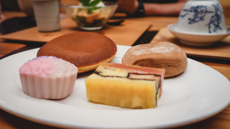 Plate of colorful and distinct shaped traditional Japanese desserts we tried at a teahouse in Takayama, Japan Plate of colorful and distinct shaped traditional Japanese desserts we tried at a teahouse in Takayama, Japan
