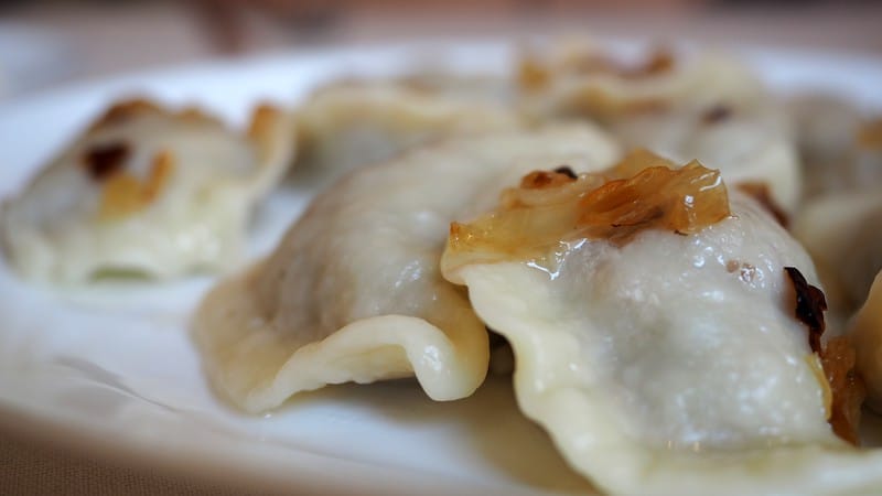 Plate of pierogi in Krakow macro detail views in Poland Plate of pierogi in Krakow macro detail views in Poland