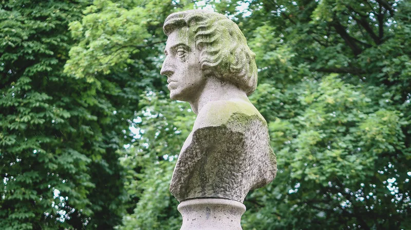 Poznan Chopin sculpture macro up close details at the local park in Poland Poznan Chopin sculpture macro up close details at the local park in Poland