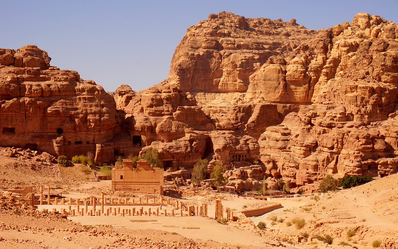 Remains of structures built by the Romans located here at Petra, Jordan