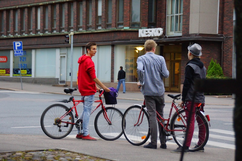 Riding bicycles is a popular way to get around Helsinki, Finland Riding bicycles is a popular way to get around Helsinki, Finland