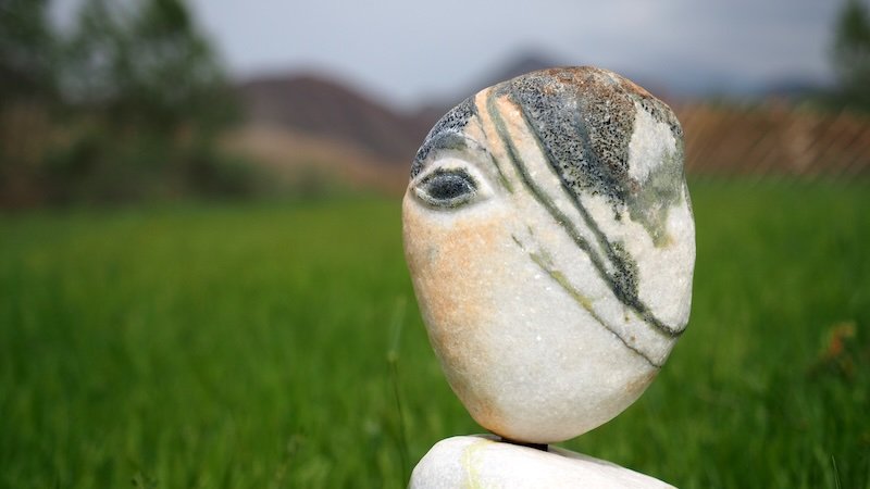 Rock art macro details with bokeh in Kyrgyzstan 