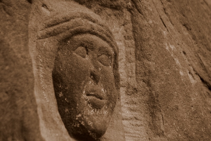 Rock facade carving in Wadi Rum, Jordan 
