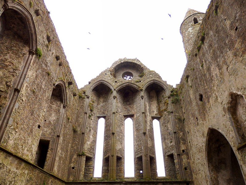 Rock of Cashel while on a girls only Ireland road trip with distinct architectural views to feast our eyes upon