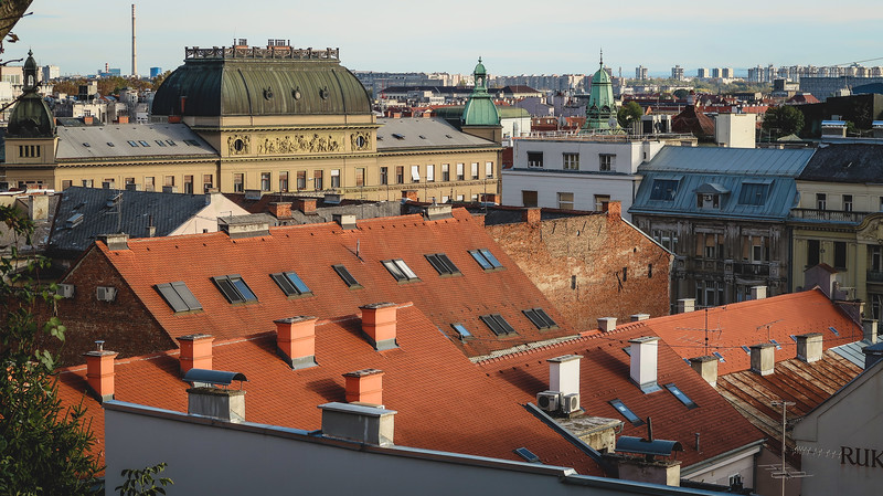 Rooftops views over Zagreb, Croatia offering a unique view of the city
