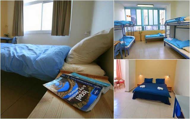Rooms at Abraham Hostel Jerusalem, Israel including the single room with desk, five bedroom dorm room with bunks and spacious double room