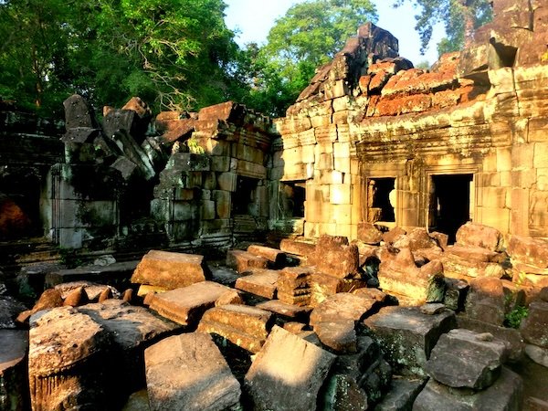 Ruble and crumbling architecture at the temples of Angkor 