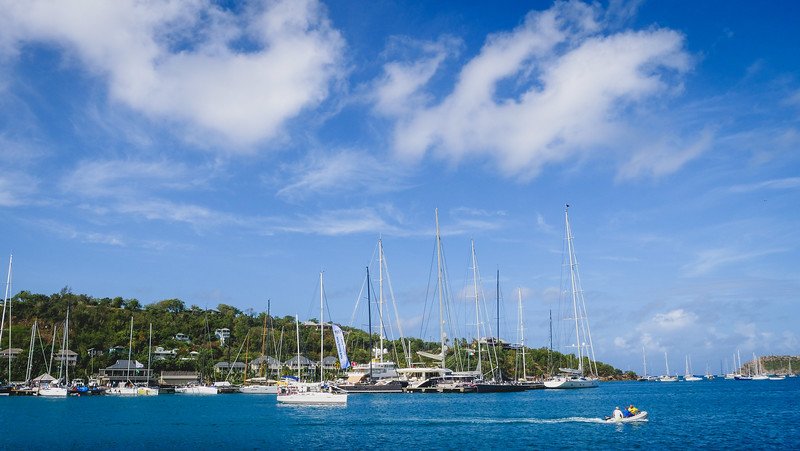 Sailboats in the harbour in Antigua all gathered for sailing week as the big event of the island Sailboats in the harbour in Antigua all gathered for sailing week as the big event of the island