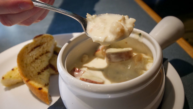 Sampling Miller's famous chowder which was thick, hearty and oh so good and tasty as classic Cape Breton cuisine at its finest 